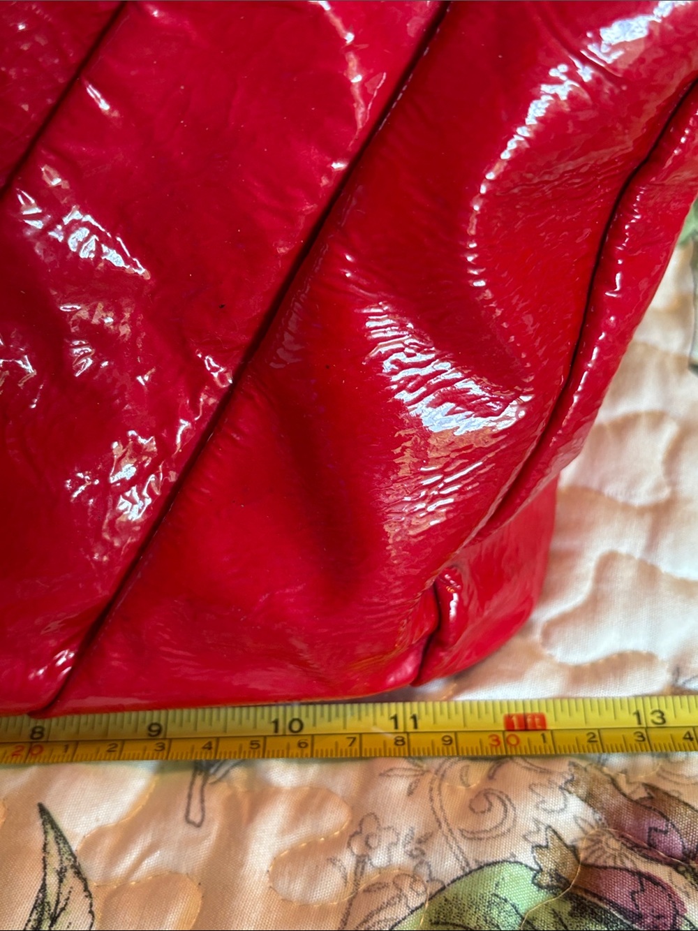 Coach‎ Madison Diagonal Pleated Patent Leather handbag in red - Picture 13 of 15